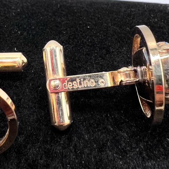 Destino Vintage Blue Stone Cuff Links with Pin - Picture 3 of 6